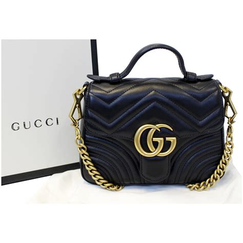 gucci marmont mini top handle black|Gucci Marmont shoulder bag.